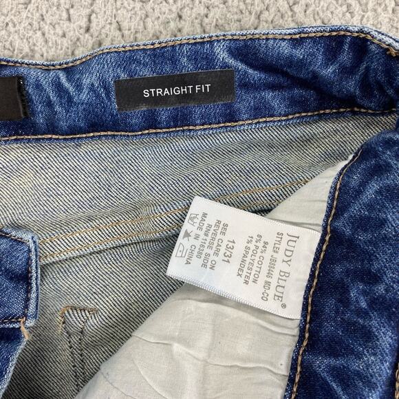 Judy Blue Women's Heavy Destroyed Distressed Straight Fit Jeans - Size: 13/31 - Picture 13 of 15